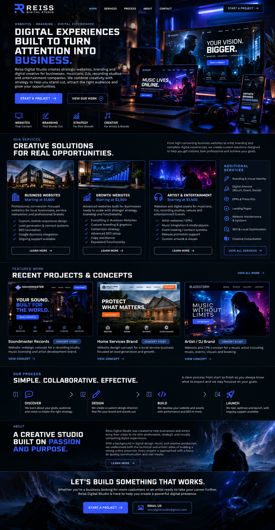 Reiss Digital Studio website design preview